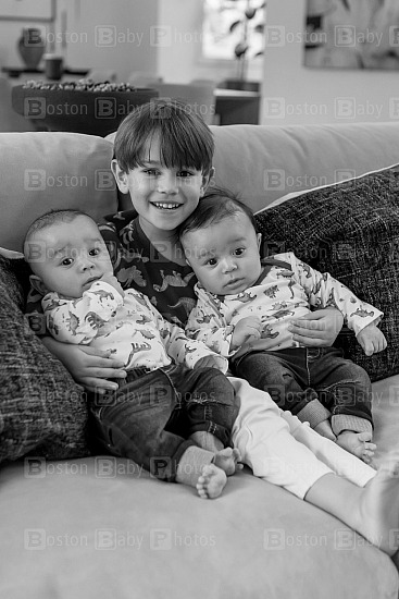 Vincent, Wesley and Chase, 4 1/2 yrs old and 12 week old twins